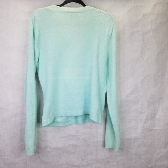 Lily Stanhope Ballet Sweater Women's L Green Pullover Cross Front Eyelash Knit - Picture 8 of 15